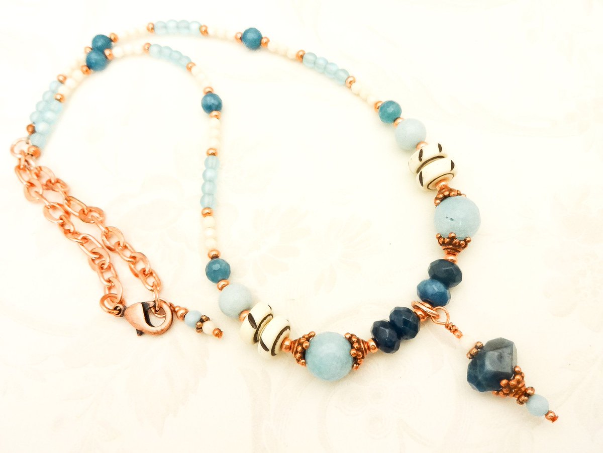 StonewingDesign's tweet image. Apatite, Amazonite, Bone, Copper and Czech Firepolish Necklace, Gemstone Necklace in Blue, White and Copper, Gift for Girlfriend buff.ly/2Zsjnoi #RusticBoho #bohochic #bohojewelry #Gemstonejewelry