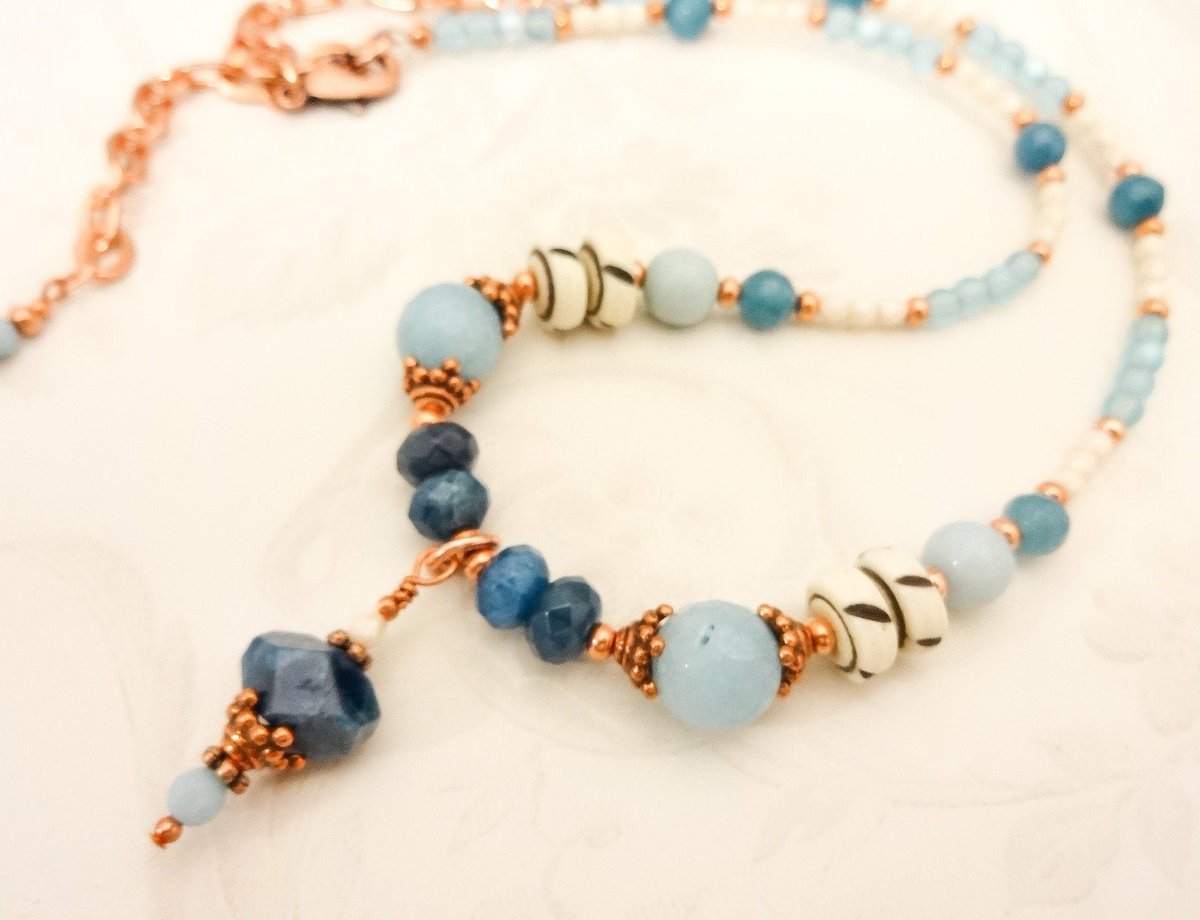 StonewingDesign's tweet image. Apatite, Amazonite, Bone, Copper and Czech Firepolish Necklace, Gemstone Necklace in Blue, White and Copper, Gift for Girlfriend buff.ly/2Zsjnoi #RusticBoho #bohochic #bohojewelry #Gemstonejewelry