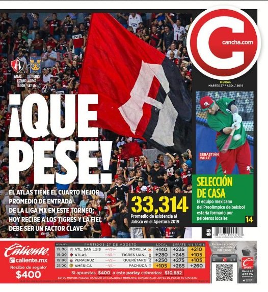 SanCadilla's tweet photo. En la portada de @canchamural, la afición del @atlasfc sigue dando la nota (mucho más que el equipo), pues registra el mejor cuarto promedio de entrada en lo que va del torneo
#Llevelooo #EsParaFieles https://t.co/B57yZYIs6p