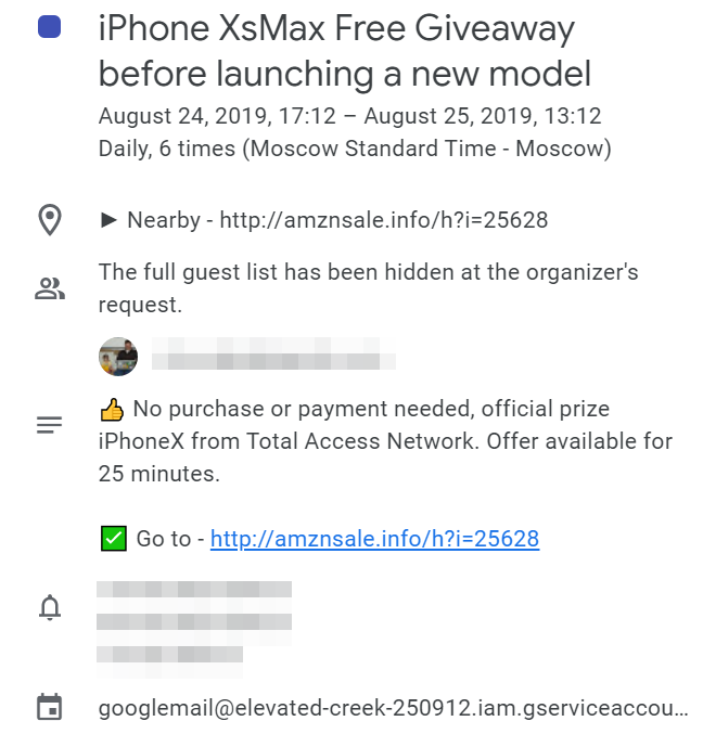 Had a bunch of these show up on my @GoogleCalendar today. No my calendar isn't public, No I can't find an email with the same text anywhere in my inbox or spam or other folder, Yes things in my inbox do show up on my calendar, but again nothing was in my email. <a href="/gmail/">Gmail</a> ?