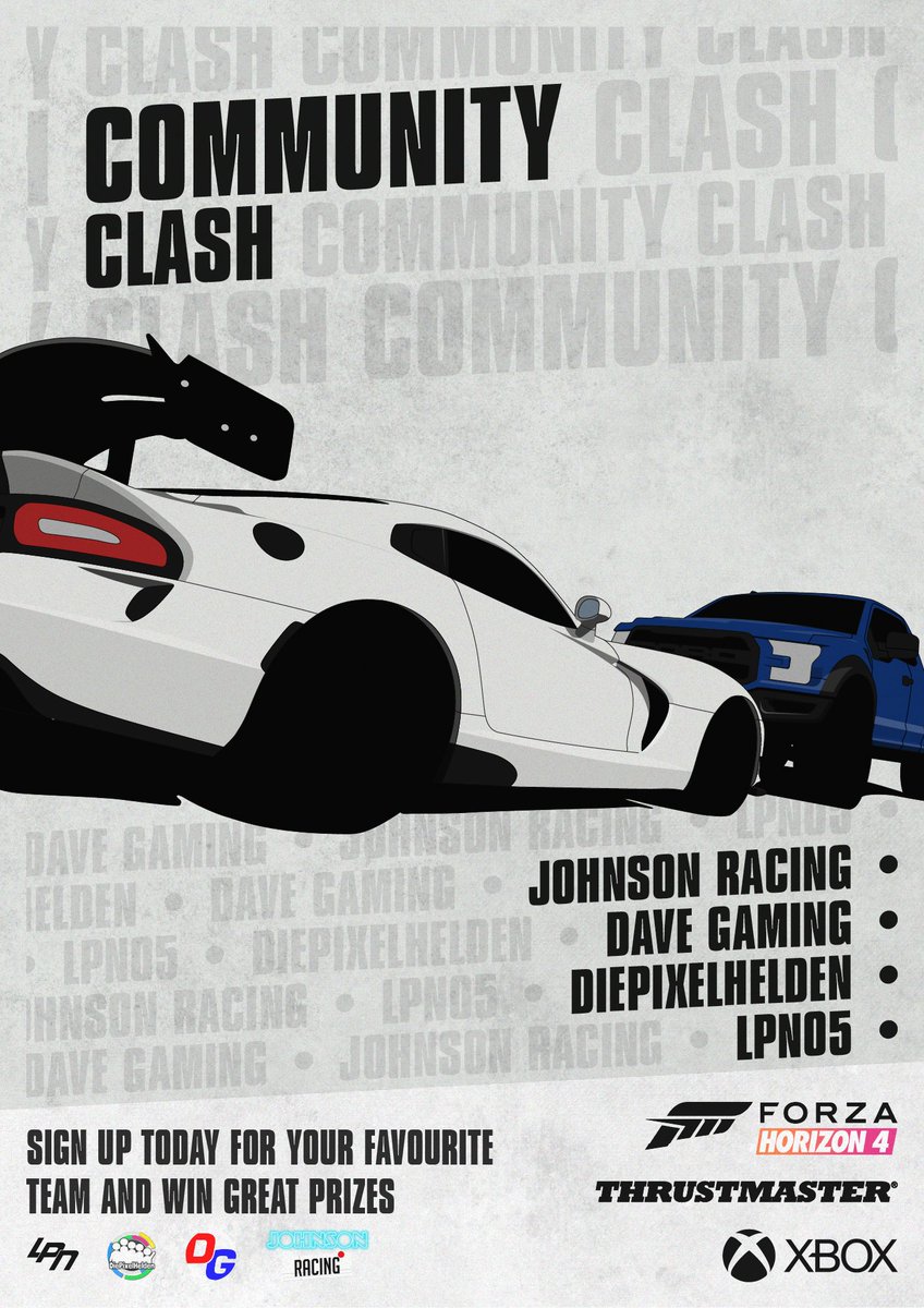 aTTaX_Johnson's tweet image. Finally we can announce the #ForzaHorizon4 Community Clash which features Germany's biggest racing communities! Represent your favourite one and win great prizes from our partners @XboxDACH and @TMThrustmaster.😍

Announcement video: youtu.be/X9NIYNVgn44