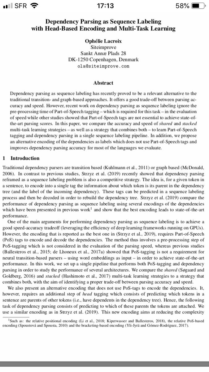 cigilt's tweet image. Ophélie LaCroix discusses her work on dependency parsing as sequence labelling at #SyntaxFest2019 in the beautiful amphitheatre at the Grand Amphitheatre du monde anglophone 
of the Sorbonne, Paris
