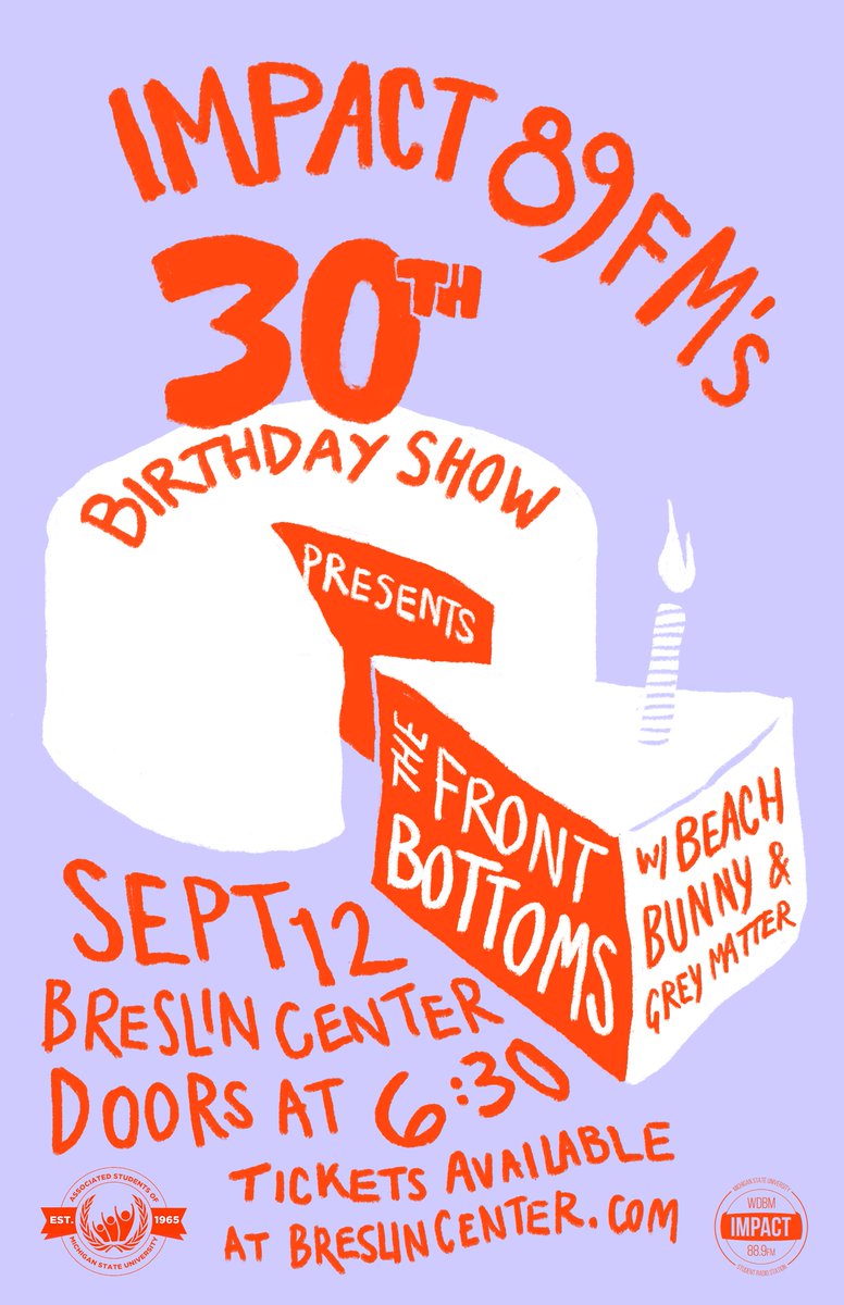 WDBM's tweet photo. We are so excited to announce our 30th Birthday Show featuring @TheFrontBottoms! They will be joined by @BeachBunnyMusic and local favorites @greymattermi on 9/12/19 at the @BreslinCenter. Event info: https://t.co/2SfQYkxbFP https://t.co/BWMMNUkxef