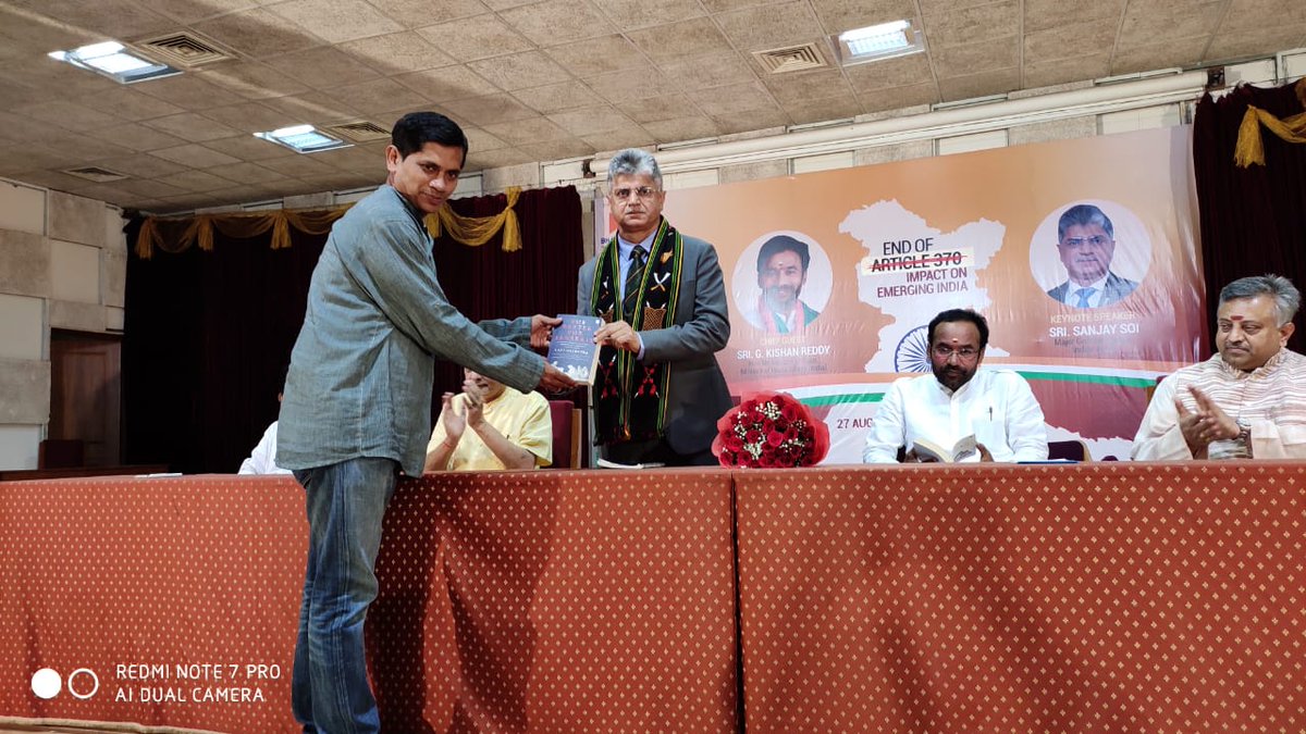 raghu_verabelli's tweet photo. Attended the event organised by Bharat2025 on “End of Article 370- Impact on Emerging India” with Shri G Kishan Reddy as the Chief guest. Welcomed Shri Sanjay Soi, Major General Indian Army as keynote speaker for the event. https://t.co/7O4kYsRvd4