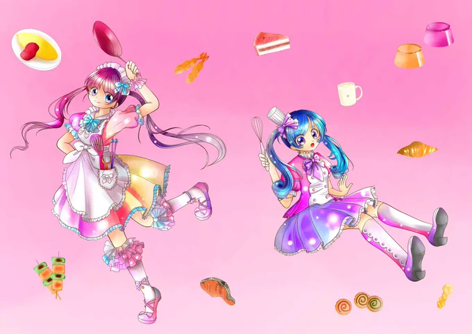 レッツクッキング! #オリジナル #女の子 #イラスト #デジタル #キラキラ 