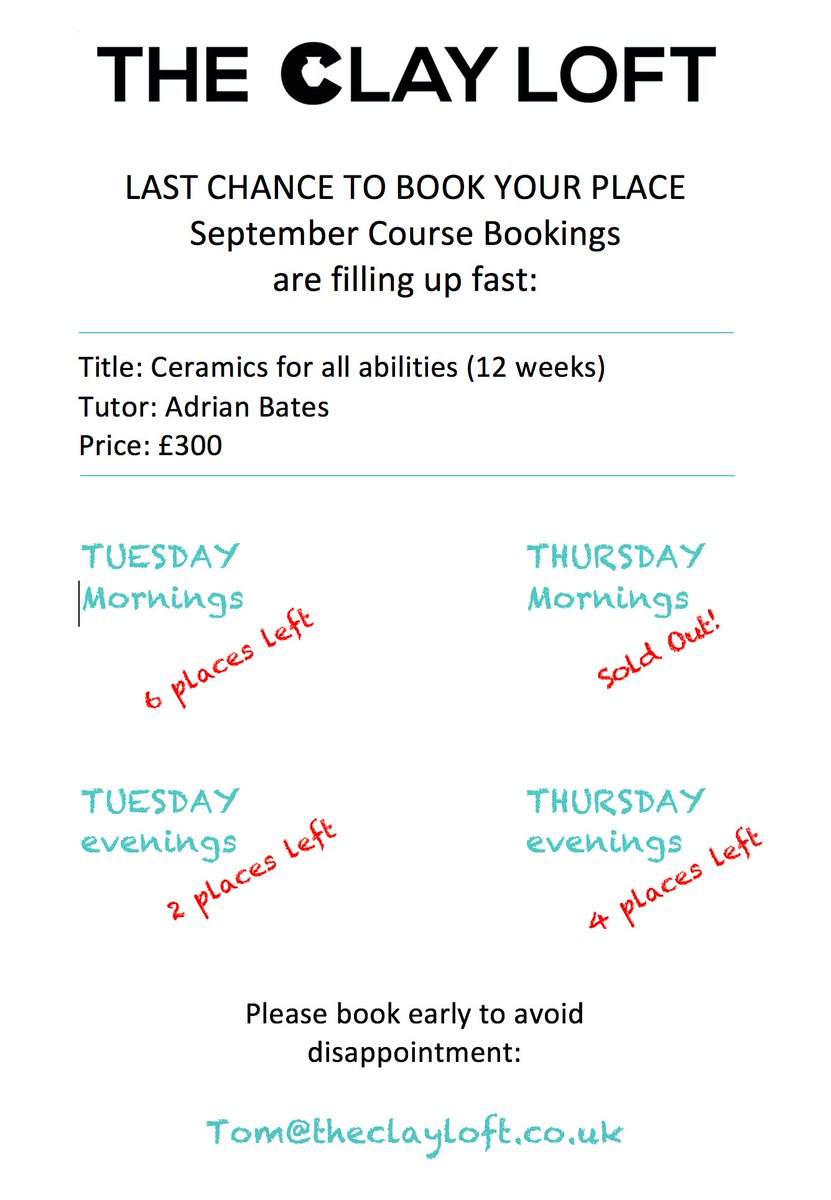 Pottery @ The Clay Loft this September - mailchi.mp/a5a57298fc22/p…