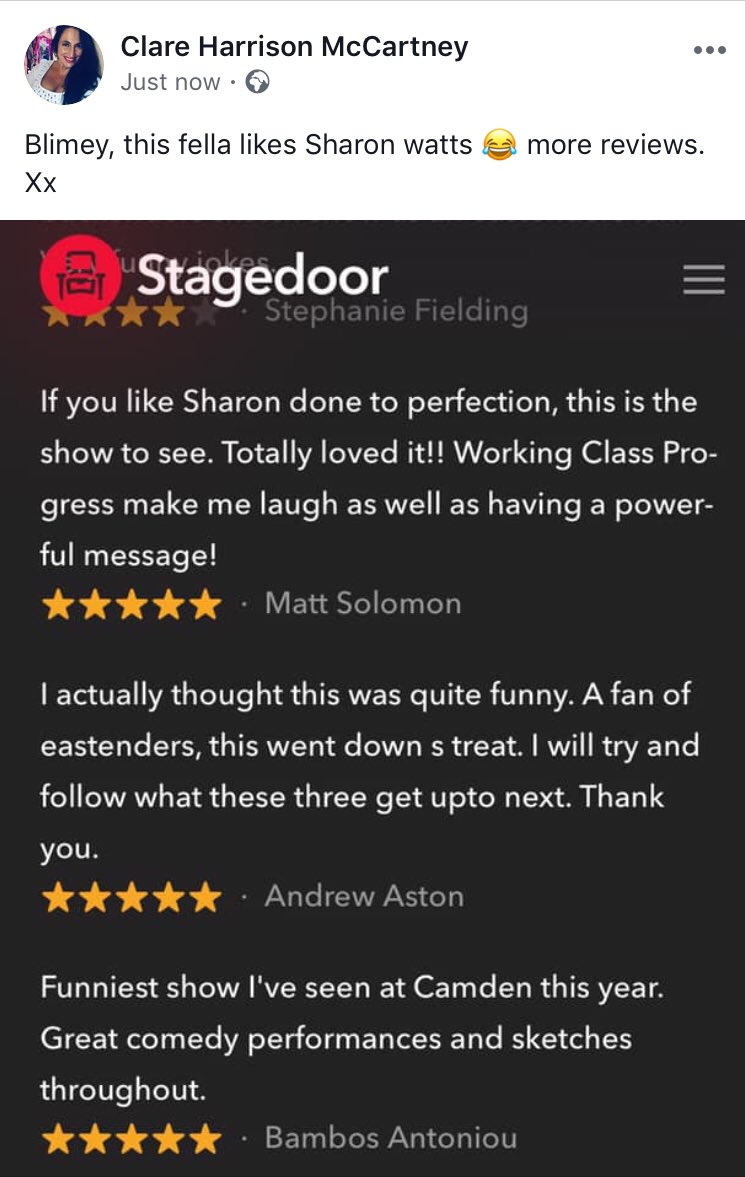 Backenders1's tweet photo. Blimey. This fella likes Sharon watts in #workingclassprogresswithbackenders more reviews. Xx https://t.co/xIsZ88Sw9l