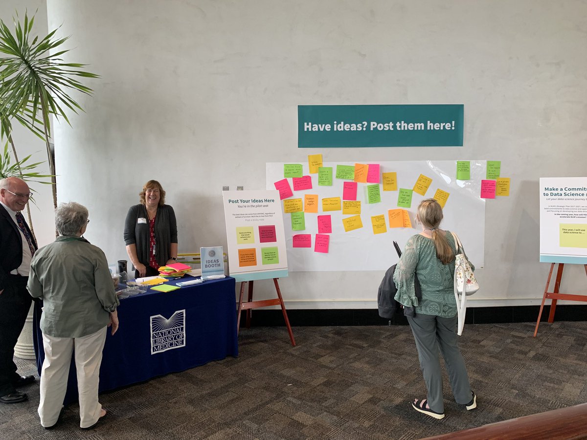 helfetk's tweet photo. Got a great idea for how data science can improve the library? Check out the ideas booth for a chance to submit @nlm_news @NLMdirector #datareadynlm https://t.co/yXOH82KndI
