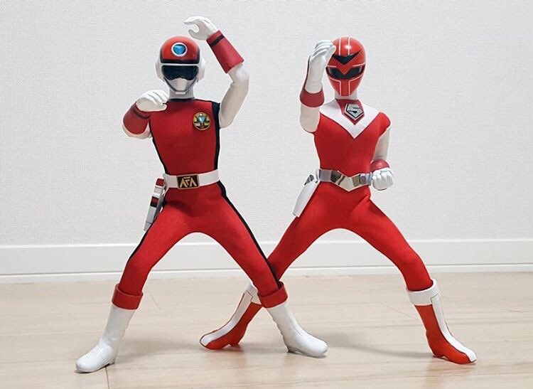 BANDAI 超新星フラッシュマン ソフビ 2体セット レッド ブルー BANDAI 超新星フラッシュマン ソフビ 2体セット レッド ブルー 超合金