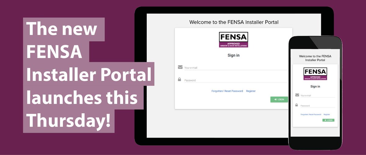 On Thursday we're launching our new &amp; improved #Installer Portal for #FENSA Approved Installers. If you use the current portal at fensaonline.com you'll need to register for a new login. It's quick &amp; easy! Register here: fensa.org.uk/installer-upda…