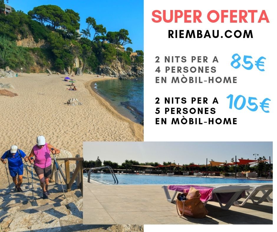 RiembauCamping's tweet photo. A Càmping Riembau de #platjadaro de l'1/9 i fins al 28/9 pots RESERVAR 2 NITS EN MÒBIL-HOME per a 4 o 5 persones, per només 85€ o 105€! 🤣
Fes la teva reserva via e-mail: a camping@riembau.com 
@CampingsFamilia @CampistesCat @viatgeenfamilia @capdesetmanaCat @campingambnens https://t.co/jmOXflYg5D