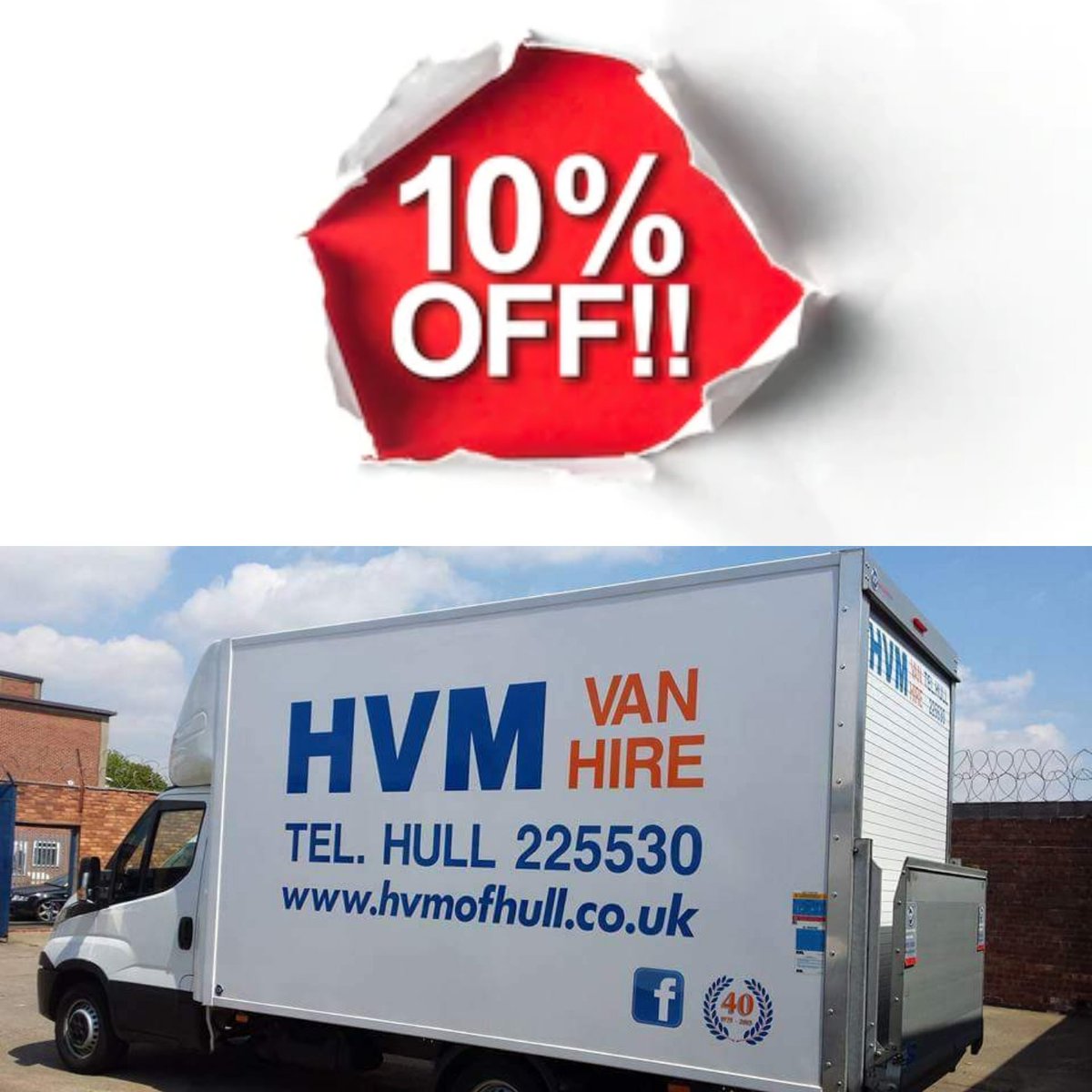 Get an extra 10% off this week until 5pm Friday. To claim this discount please let us know where you have see the discount. 
☎️ 01482225530 or 320573
#cut the fuss hire from us 🚛🚚🚛🚚🚛🚚