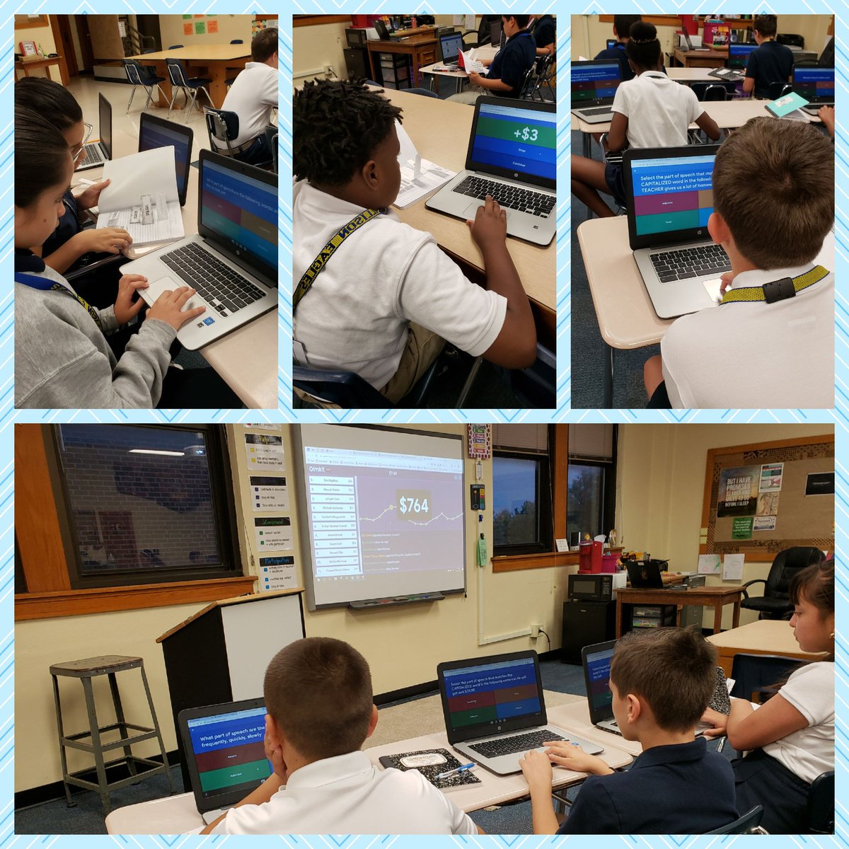 AllisonUSD259's tweet photo. Our staff can work can work teachery magic! Watch as even a subject like PARTS OF SPEECH becomes interesting... ๐ค
Our 6th grade #AllisonBabyEagles love a good @gimkit, no matter what the topic! ๐ #IfOnlyItWasRealMoney #Gamers #GamesForEd #Gamification #WPSproud https://t.co/JPZCwcreen