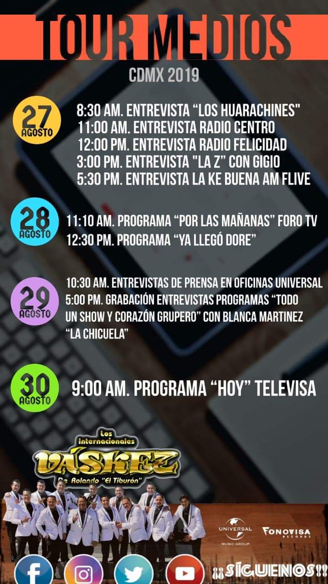 InterVaskez's tweet photo. Empezamos Tour de medios, sigan nuestras redes sociales para interactuar con nosotros. 
#Tour #LIV #PrimerNivel 🎶💃🏻 https://t.co/PzM8a9ys6u