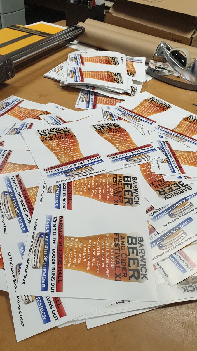 BarwickBeerFest's tweet photo. Beer Festival marketing material will be going out this week. Any Barwick Residents fancy delivering some leaflets let us know... theres a couple of pints in it at the festival for willing helpers. https://t.co/iqg41IfrWR