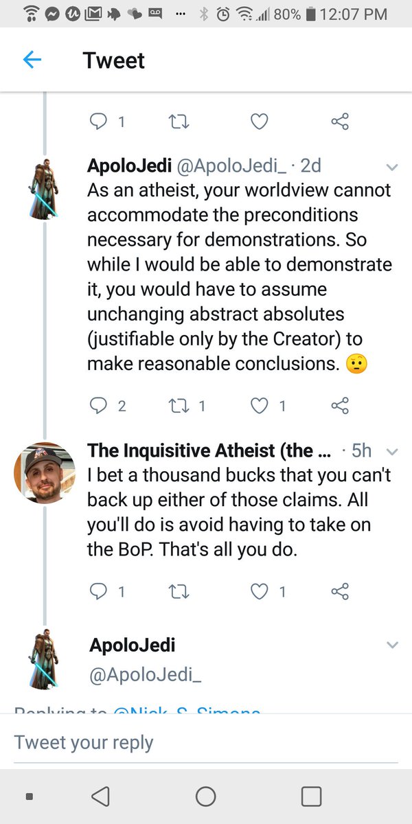 Nick_S_Simons's tweet photo. @ApoloJedi_ @Atheist_Dragon @McCabeTimothy I was talking about these claims. Back them up. That doesn't mean put the BoP on me. https://t.co/nA5H7F7avo