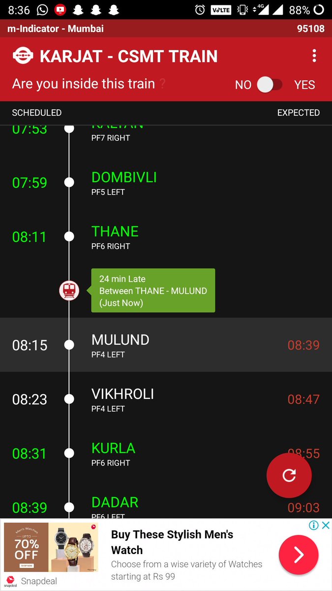 harshgala0's tweet image. Great job!! @Central_Railway @WesternRly @RailMinIndia @m_indicator  Latest update in the m-indicator app. 
Real time updates 🤩
#mumbailocal #railway #mindicator #App #DigitalIndia