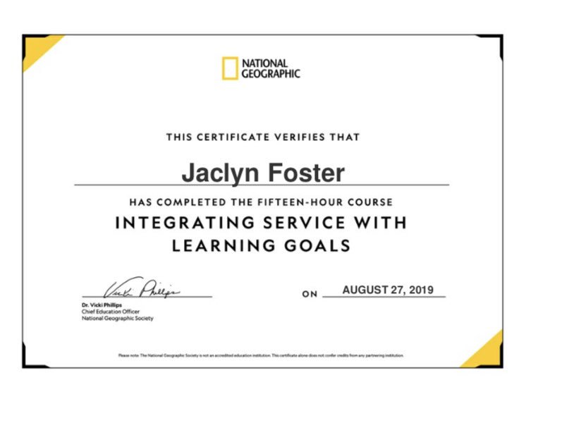 Jaclyntravels's tweet photo. Look what I got today! I enjoyed learning about how to implement #ServiceLearning into my classroom! Thanks @NatGeoEducation and @MrsJBurgin https://t.co/3Bp8ePagzI