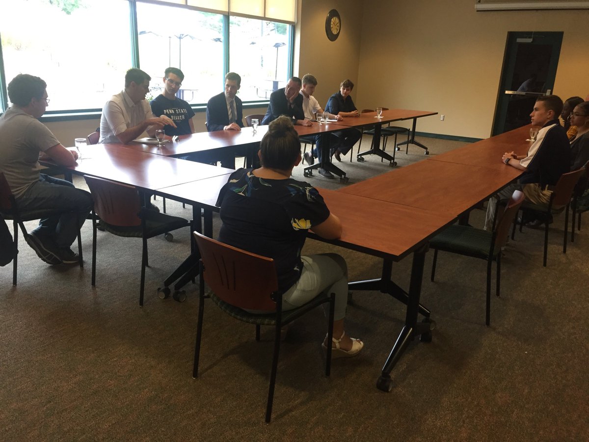 RepBrianFitz's tweet photo. Arrived in #PA17 for our district swap with Conor Lamb. First stop, a tour @PennStateBeaver and an excellent discussion with student leaders regarding the student loan debt crisis. #OnePA https://t.co/QxG0kYk3xU