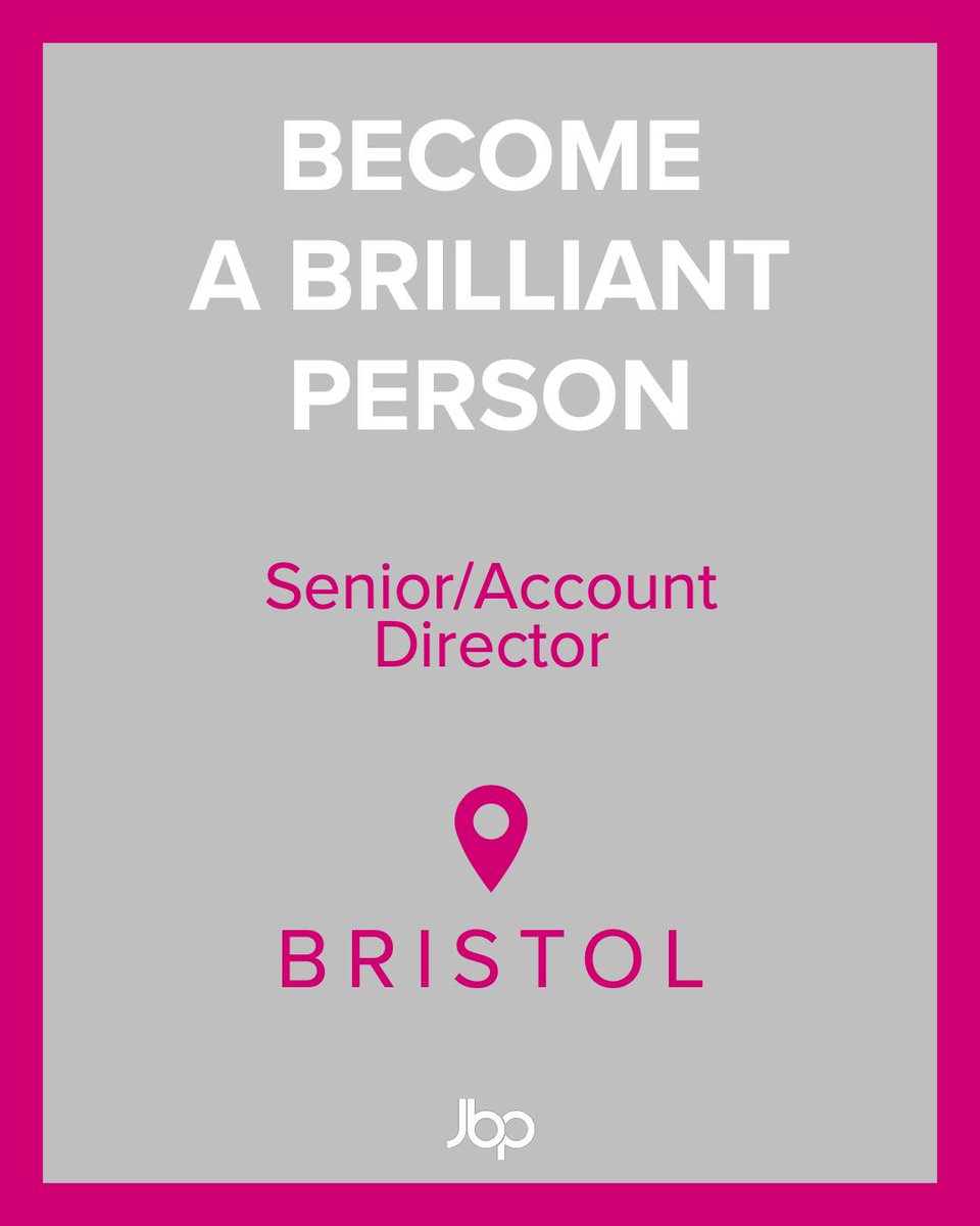 JBP_Comms's tweet photo. Ready to take the next step? Now's your opportunity to join our team of Just Brilliant People in #Bristol as an #AccountDirector or #SeniorAccountDirector. 

To find out more, click here: https://t.co/FYWoWhCuiE

#vacancy #southwest #communications #PR https://t.co/yuZaaXRTsU