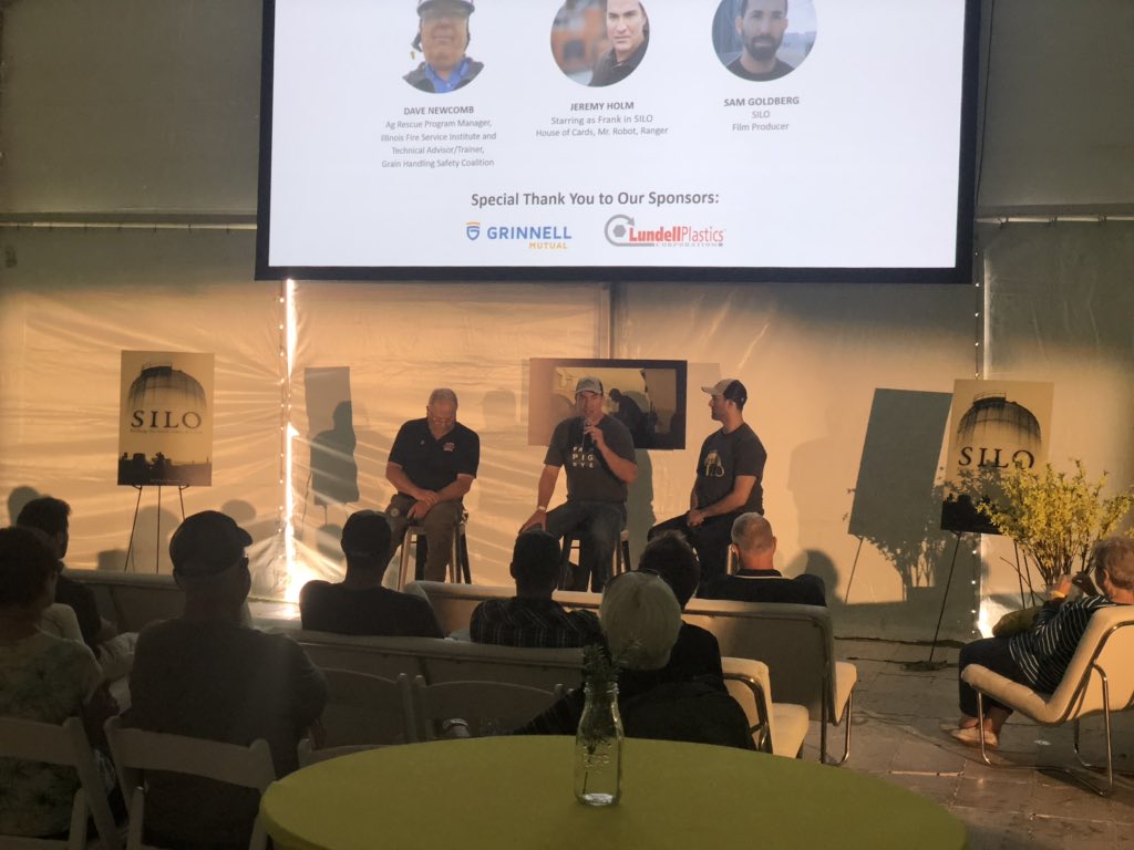 KentuckyAF's tweet photo. Listening to Jeremy Holm and Dave Newcomb talk about the grain bin rescue and safety at the @silothefilm tent at booth 2174! Come by today and check out the trailer for the film! #harvest19 #plant19 #affinityfarms #FPS19 #farmlife #silo https://t.co/sNhZhclUfc