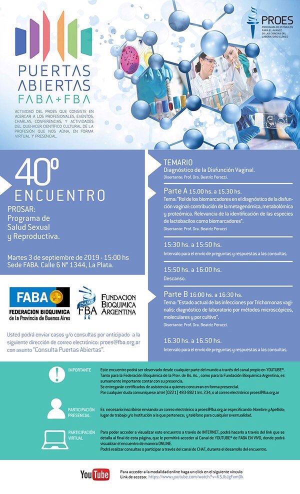 fbioquimicaarg's tweet photo. FABA-FBA a Puertas Abiertas 
40º Encuentro: PROSAR Programa de Salud Reproductiva

Martes 3 de Septiembre 15:00hs

Miralo online en: https://t.co/EKYbNbiO4W

#proes #puertasabiertas #prosar #fba https://t.co/ckeFfcl0pK