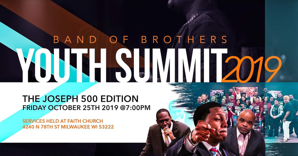 TRFMovement's tweet photo. FRIDAY, OCTOBER 25th at 7:00pm
THE BAND OF BROTHERS 
YOUTH SUMMIT 2019: THE JOSEPH 500 EDITION

500 Youth Coming Together for
Inspiration and Impartation

To get your spot
Register at:
https://t.co/U4F18iE043 https://t.co/fNIvhcTSut