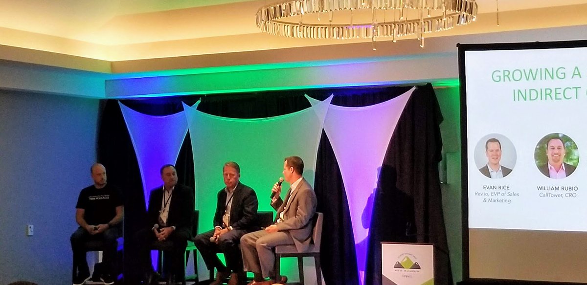 calltower's tweet image. Our fearless leader, CallTower CRO William Rubio (second to the left), presenting at today&apos;s @rev_io_hq event! Awesome work, William.