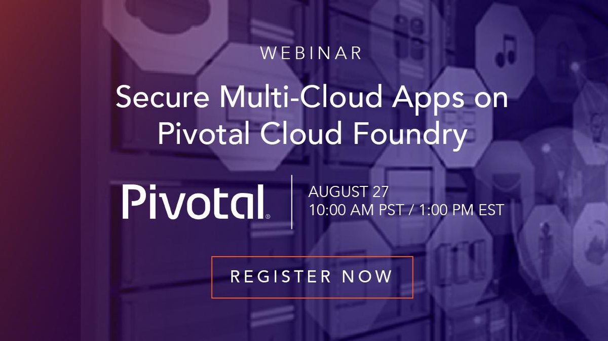 Today’s the day! #TipTuesday 

Join our very own <a href="/brendonmla/">brendonmla</a> alongside <a href="/pivotal/">Pivotal software</a>’s Global CTO <a href="/dmz006/">dmz</a> at 10am PST as they discuss how to Secure Multi-Cloud Apps on PCF! 

There’s still time, so register now 👉🏼 bit.ly/2yUzzDF