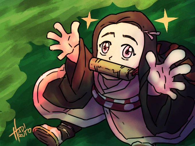 ♈ Hadiruto17 ▶ Commission Open ◀さんがTwitterに投稿した竈門禰豆子(鬼滅の刃)のイラスト。