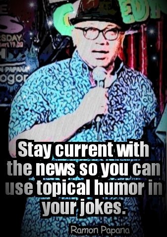 Jawab:
Ada berjuta bahan unt materi Jokes dlm hidup dan kehidupan mu. Gali dari sana kecuali kamu mau jadi Political/Topical Stand Up Comedian maka km hrs selalu Update dengan berita/suasana terkini baik politik,ekonomi, sosial, dll. #ramonpapanastandupcomedy