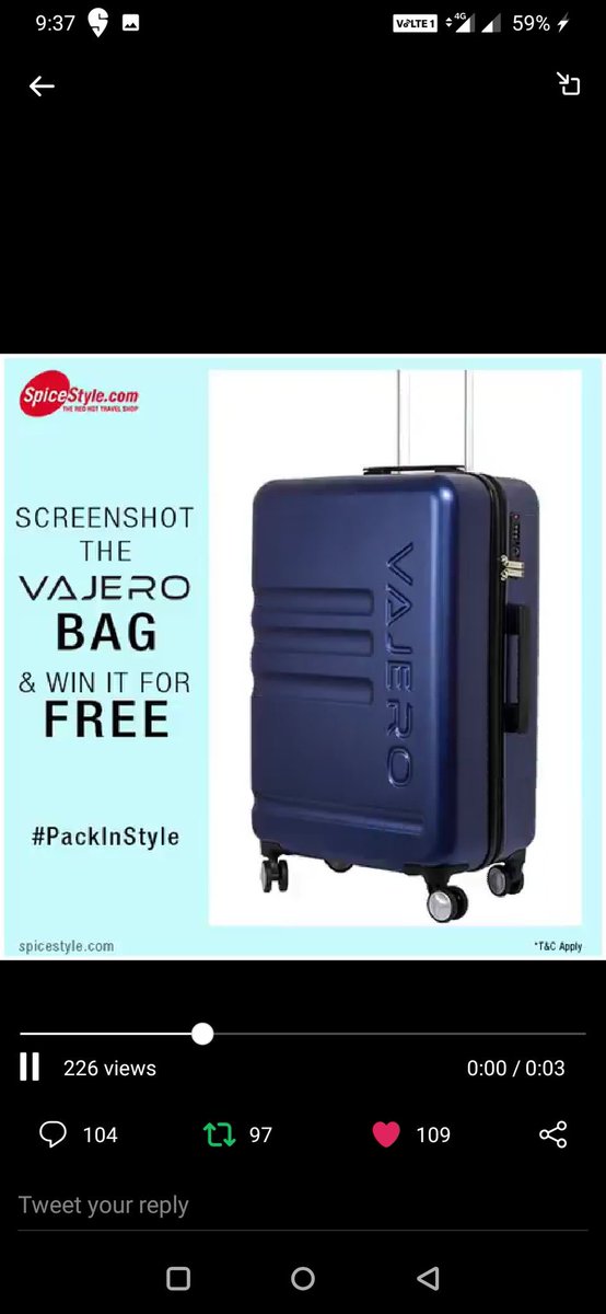 NishantJain_88's tweet photo. @myspicestyle ๐ Here Comes My Perfect Screenshot Teamโ๏ธ
๐ Following on All Social Platformsโ๏ธ
#PackInStyle #vajero
#trolleysuitcase #luggagebag
@myspicestyle
Join Guys
@blessedkamal
@Rahulrahs
@Sanjiv_34
@Aniketw1551
@ranchikuldeep
@khemka_nidhi
@Star_roseR
@mysterioussu
@pari0275
@acidkidrock https://t.co/4PPeziJjT1