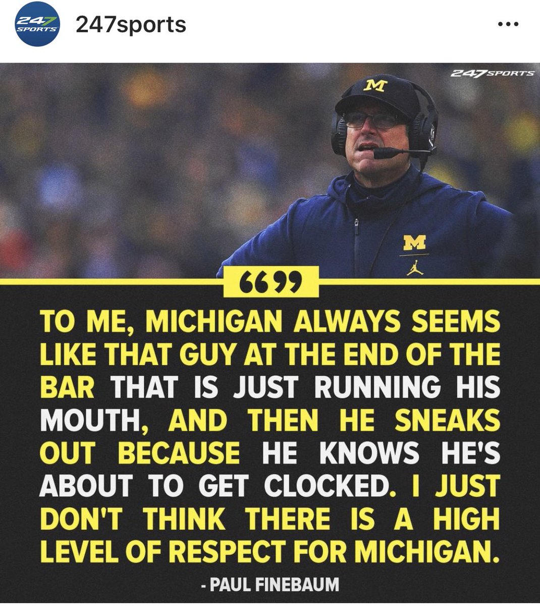 TheBuckeyeNut's tweet photo. Paul Finebaum on Jim Harbaugh and Michigan. Ouch https://t.co/cEjZGqODUq