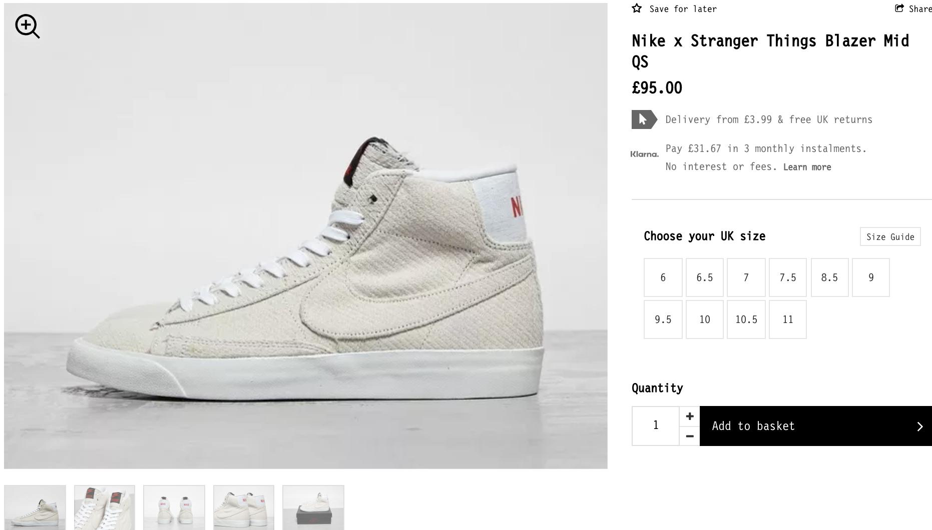 Nike blazer stranger store things upside down