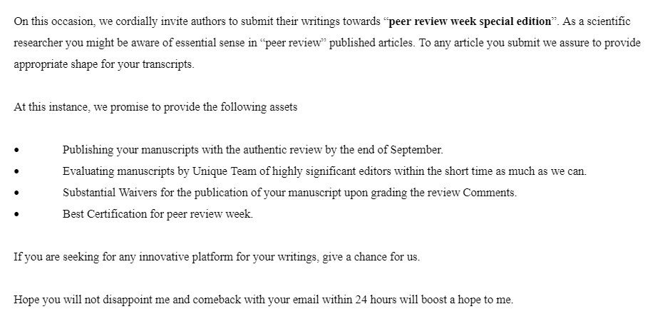 erin_michalak's tweet image. my favourite #predatoryjournal invitation from this week. I'm so glad to have been made aware of the importance of "essential sense in “peer review” published articles"
 predatoryjournals.com/journals/