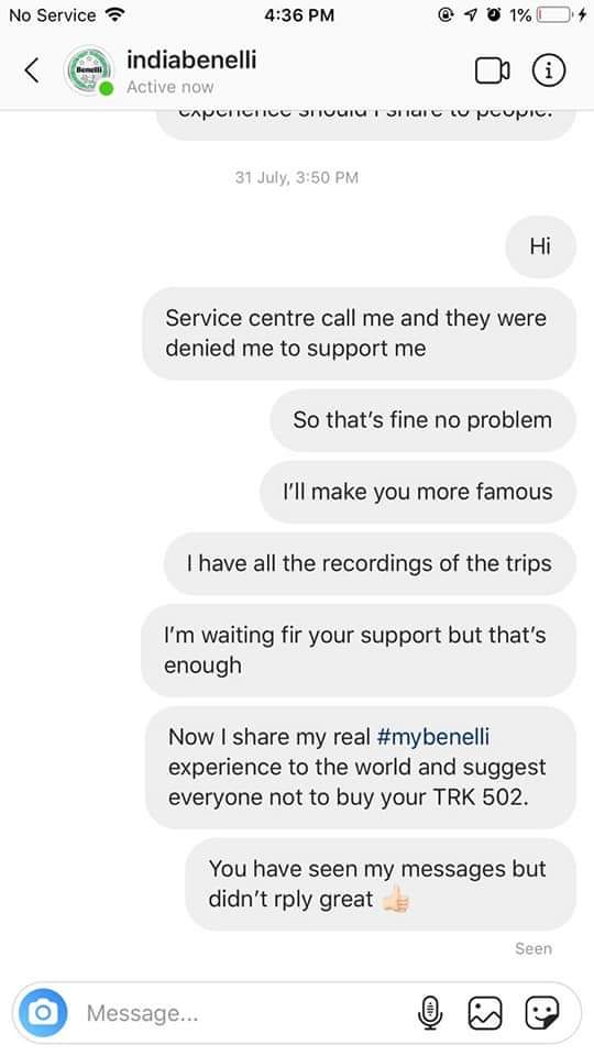 DBATG1's tweet photo. #SayNoToBenelli 

Complete Post
https://t.co/N34pCKDVNc

@BenelliIndia @benelli_delhi @rushlane @xBhp @CarToq https://t.co/hbARGNaNHa