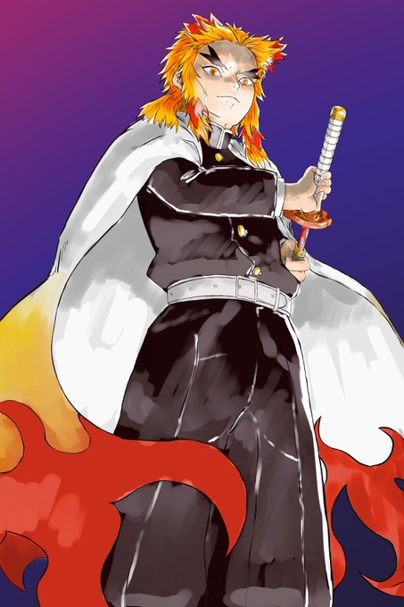 めしひろさんがTwitterに投稿した煉獄杏寿郎(鬼滅の刃)のイラスト。