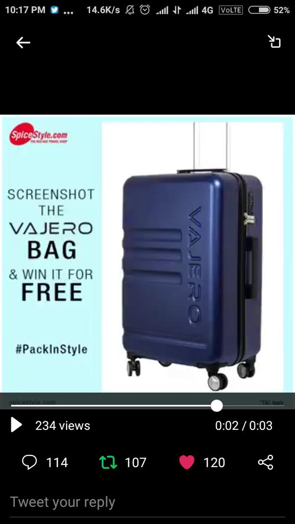 Nitish_nix's tweet photo. @myspicestyle Here's my perfect screenshot
#PackInStyle #vajero #trolleysuitcase #luggagebag @myspicestyle
Join
@NikitaBobade3
@SingerUsha09
@vishal_vadoliya
@pari0275
@misssmita3
@mysterioussu
@jainusha30
@pinkyk1980
@ShainaArora1
@sd12dec
@sengodan4
@acidkidrock https://t.co/dLXH5aJWTS