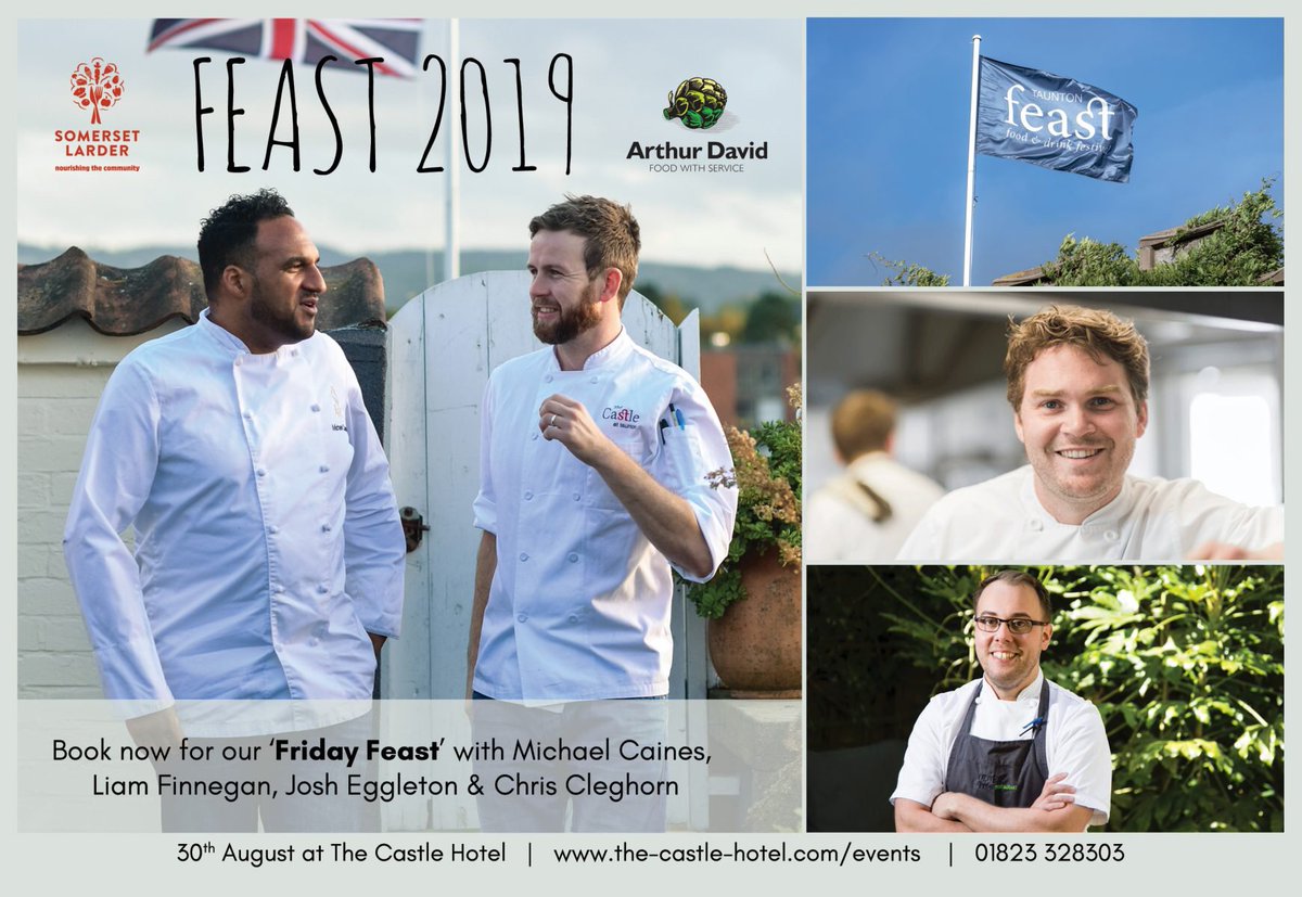 Looking forward to meeting some of our region's most talented Michelin starred chefs at Taunton’s Feast Festival on Friday!

@JoshEggleton of @theponyandtrap @MichaelCaines of <a href="/Lympstone_Manor/">Lympstone Manor</a> @ChrisCleghorn of @OliveTreebath <a href="/liamofinnegan/">Liam Finnegan</a> of <a href="/castletaunton/">The Castle at Taunton</a> 
@feast_taunton