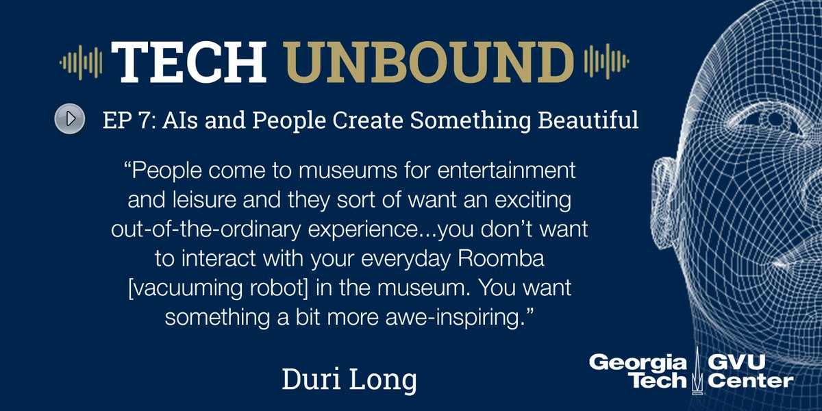 gvucenter's tweet image. .@duri_long joins us on #TechUnbound to talk about her work on #AI in public spaces (museums, art galleries, events, etc.). She shares some wild anecdotes from her time as a show runner of these AI-powered exhibits. Subscribe on Apple and Spotify. spreaker.com/user/10751784/…