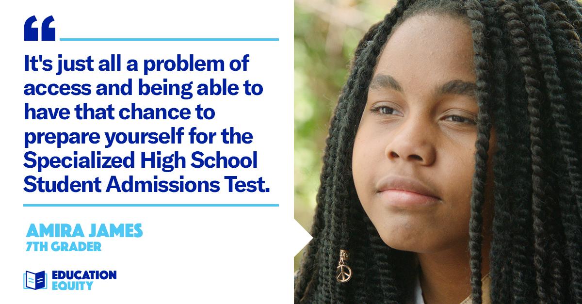 EdEquityNYC's tweet photo. We couldn't agree with more with Amira 💯. That's why it's our mission to improve educational opportunities for minority students by working to provide free test prep for the 2019 SHSAT. Learn more about free test prep: https://t.co/C39l2AzHoV https://t.co/CysWrr8yyA