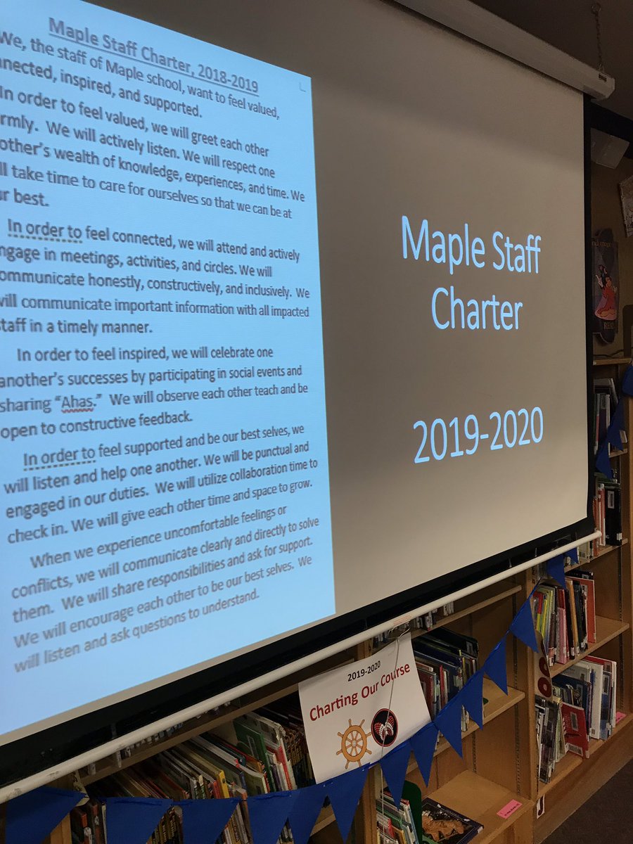 ElementaryMaple's tweet photo. So excited to welcome our #MapleMonarch Teachers back for our first TRI day! Today’s work is grounded in Connections, Staff Charter revisions, and how we will embrace #TheMapleWay in everything we do this year! #proudadmin #chartingourcourse https://t.co/V0MwhDc9Ku