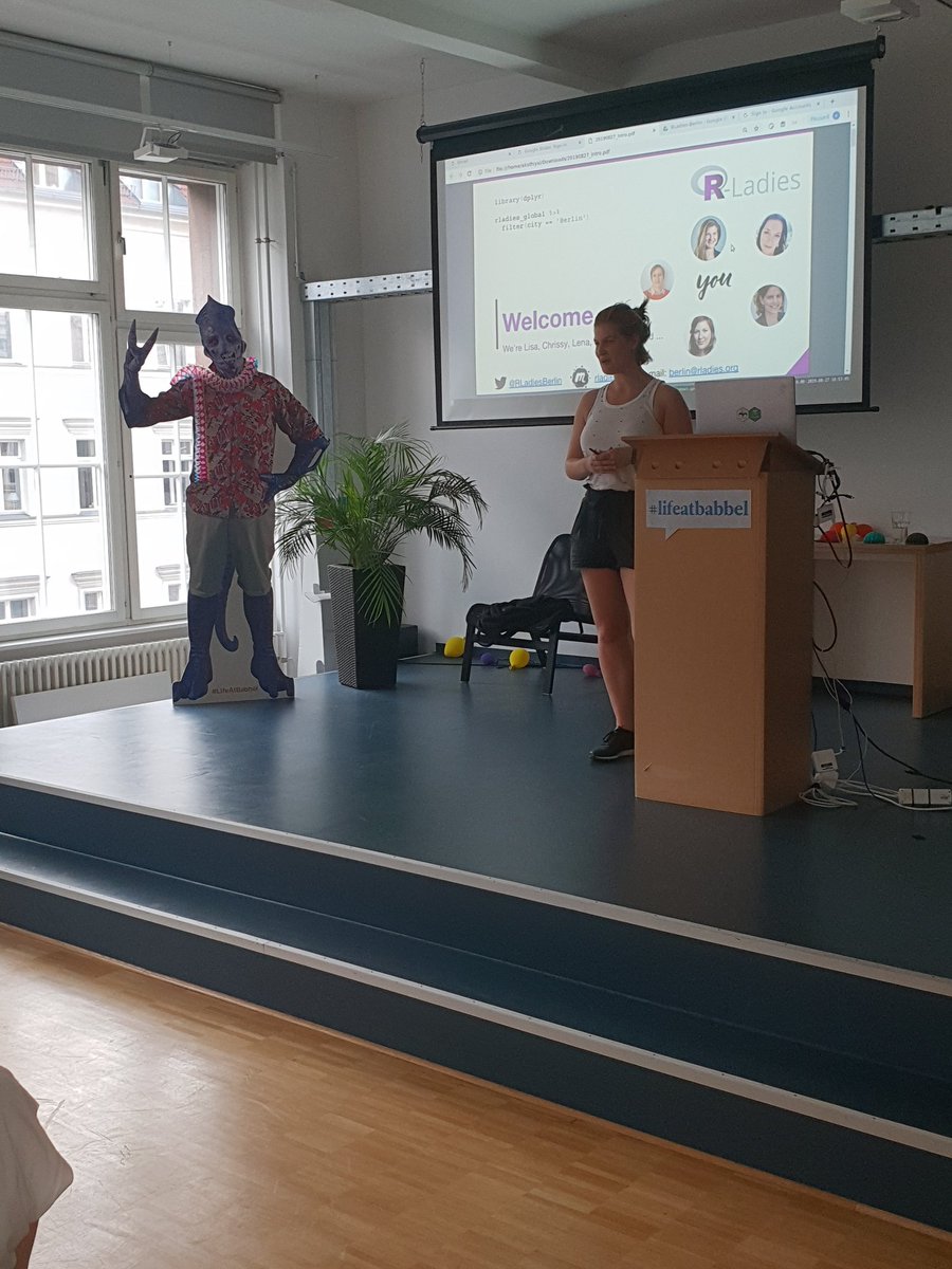 MsHanTil's tweet photo. Let's get started! Another awesome @RLadiesBerlin Meetup @babbel #rladies #rstats #lifeatbabbel @lisa_reiber @noatamir https://t.co/rrbHaf1MZq