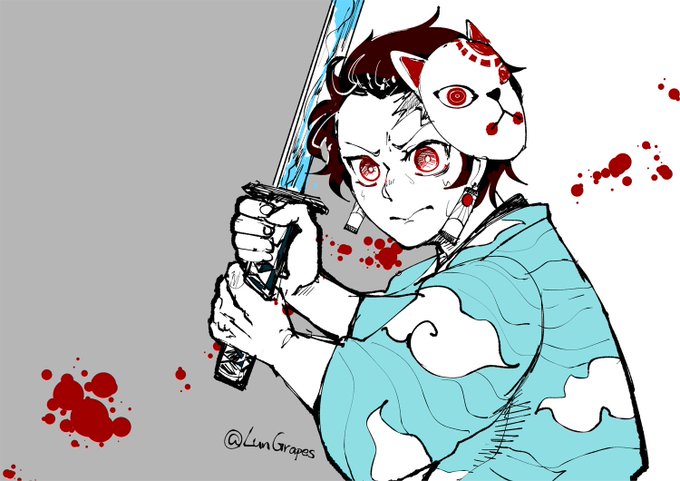 侖🌈LUNさんがTwitterに投稿した竈門炭治郎(鬼滅の刃)のイラスト。