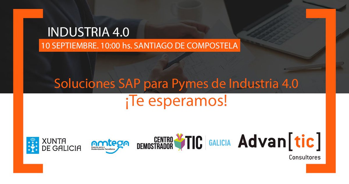 AdvanticSpain's tweet photo. 📍El 10 de Septiembre desde la 10:00h estaremos en Santiago en el CDTIC (Centro Demostrador TIC) presentando las Soluciones de @SAPSpain para las Pymes @amtega @Xunta
Te esperamos!
#amtega #sapbusinessone #advantic #industria40
https://t.co/kR3eUsIbXh https://t.co/XUZdspNz7J
