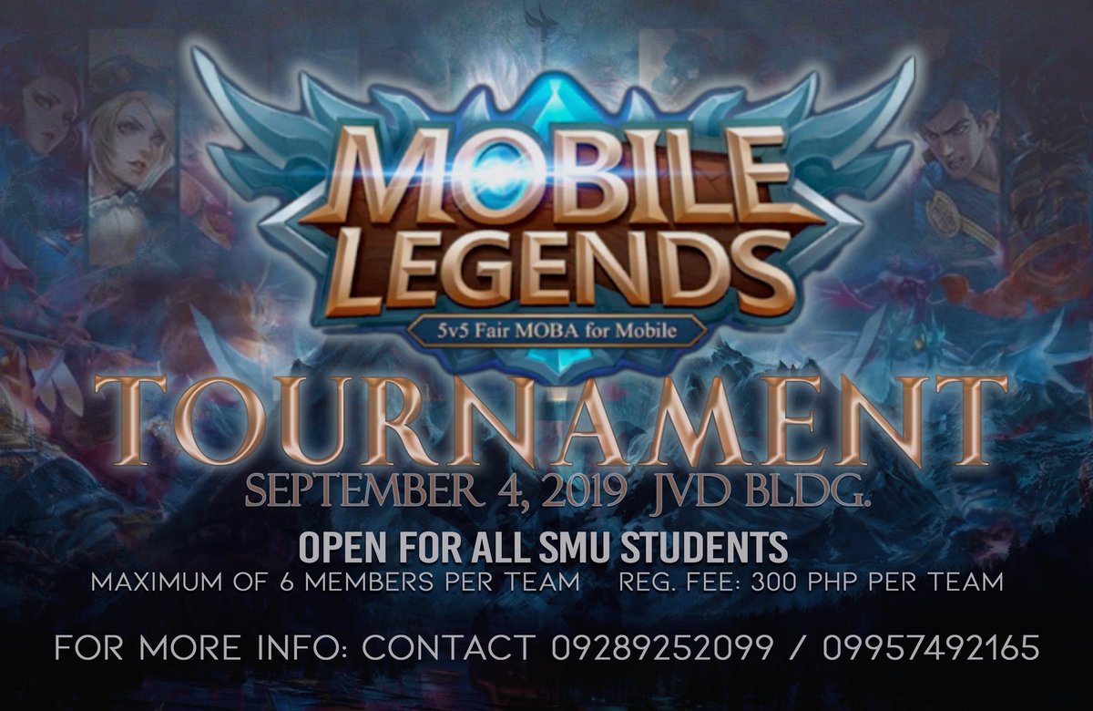 smusabcc's tweet photo. Labas mga ML Players!!!
MOBILE LEGENDS TOURNAMENT
|September 4, 2019 @ JVD Bldg., Saint Mary’s University|
Registration fee of Php 300 per team and a maximum of 6 members comprises each team.
what are you waiting for? Register na kapwa Gamers!
#SABWeek2019 #MLTournament https://t.co/NYlg452V2U
