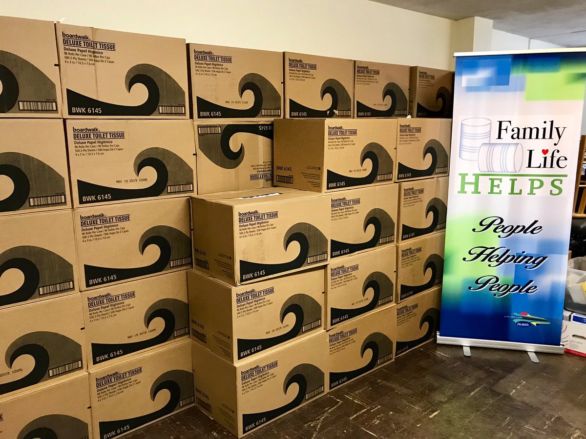 ATLAirprtRotary's tweet photo. Partnering with Family Life Ministries in Hapeville through a @Rotary Grant to provide toilet paper to those in need. @ATLAirprtRotary @WAServes https://t.co/30yJIEvsVd