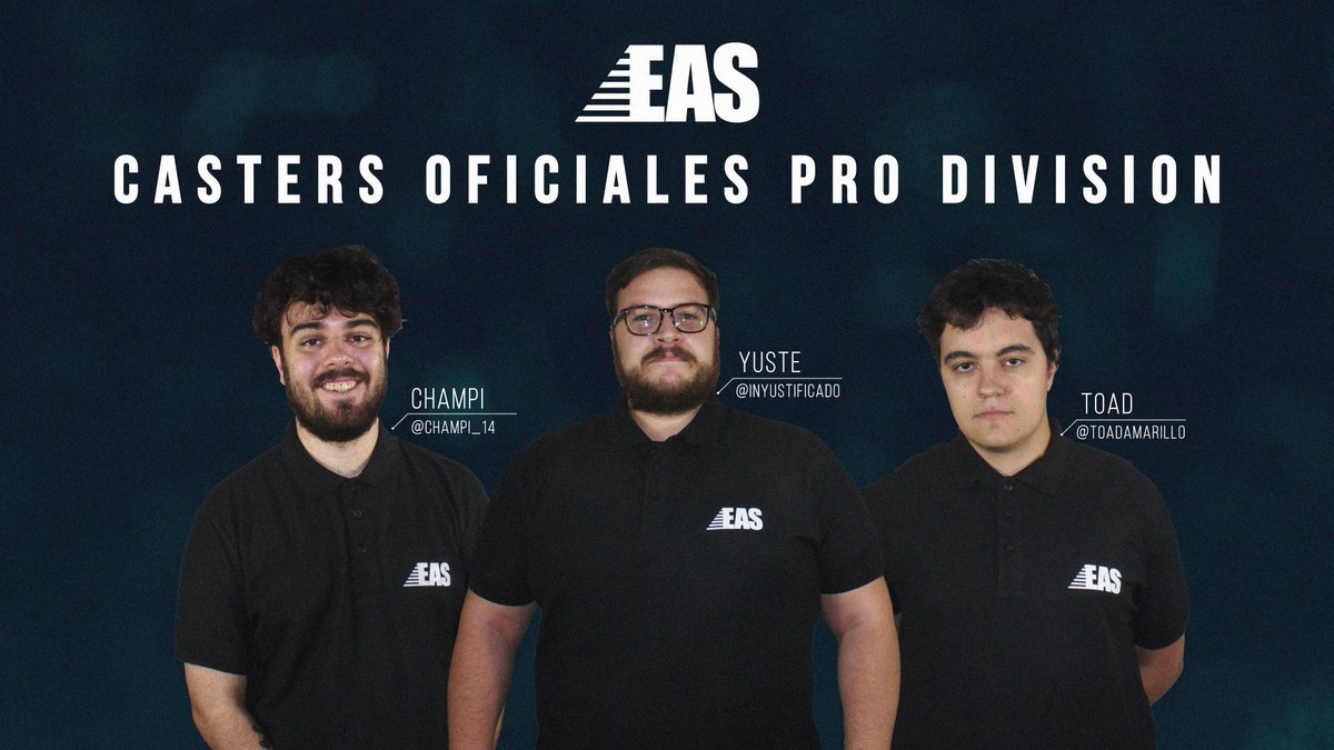 EASspain's tweet image. Casters Oficiales | Esports Amateur Series

Hoy damos a conocer a los casters de la #ProDivision 

@ToadAmarillo , @Champi_14 y @inyustificado serán las voces presentes en la competición 😊

Además, pronto os traeremos otra cara conocida.

¡Una semana!

esportsamateurseries.com/posts/news/278…