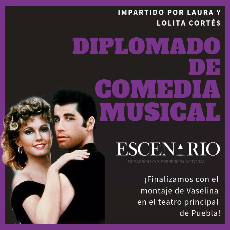 Inscríbete al diplomado musical impartido por <a href="/_lauracortes/">Laura Cortes</a> y <a href="/lolacortesreal/">Lola Cortés</a>.
Y no solo eso, tendrás la oportunidad de actuar junto a ellas en el montaje final de Vaselina 💃🏽 
Presentamos el montaje de Vaselina en el Teatro Principal 🎭 
#Teatro #ComediaMusical #Puebla