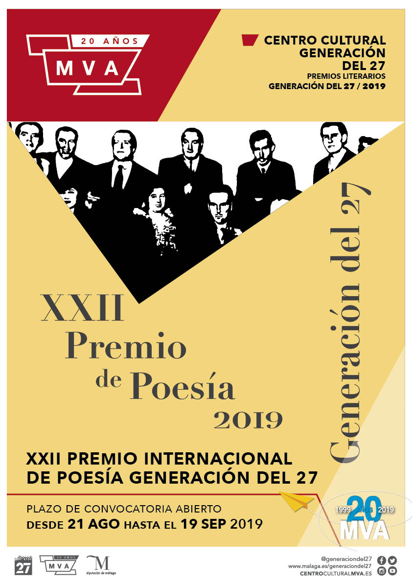 🔊✍Abierta la convocatoria para el XX Premio Internacional de Poesía Emilio Prados, para menores de 35 años y el XXII Premio Internacional de Poesía @Generaciondel27.
Hasta el 19/09.
Más info.: ow.ly/G1nK50vJnOq
#poesía #poetas #premio #concurso #convocatoria #cultura